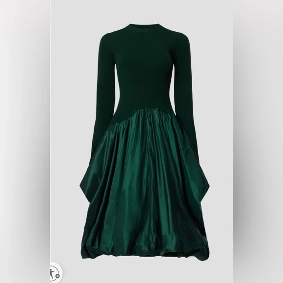 Elegant Dark Green Long Sleeve Dress - Picture 5 of 11